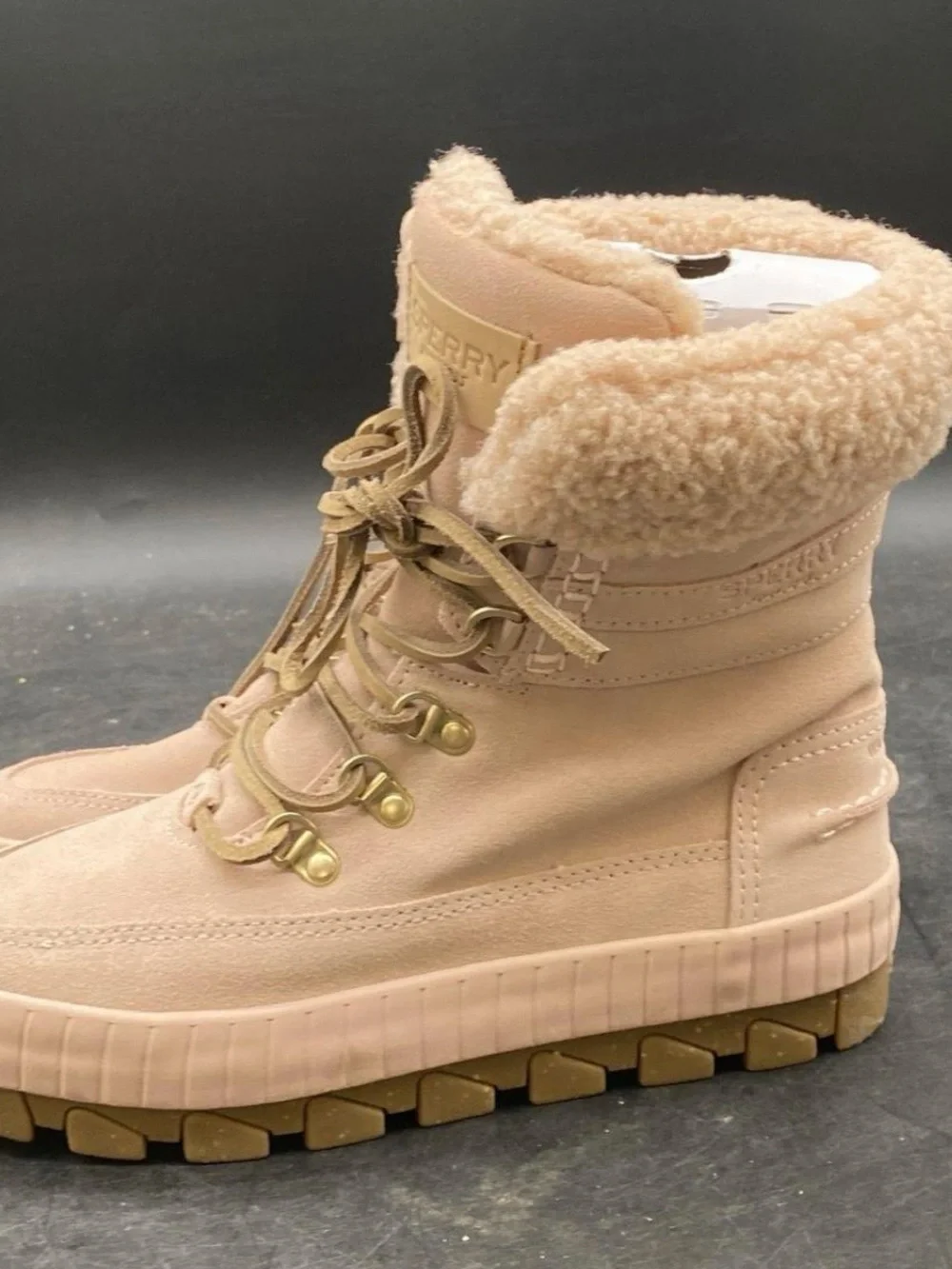Sperry Waterproof Sherpa Lace-Up Winter Boots Blush Pink Women’s 7 NWOT